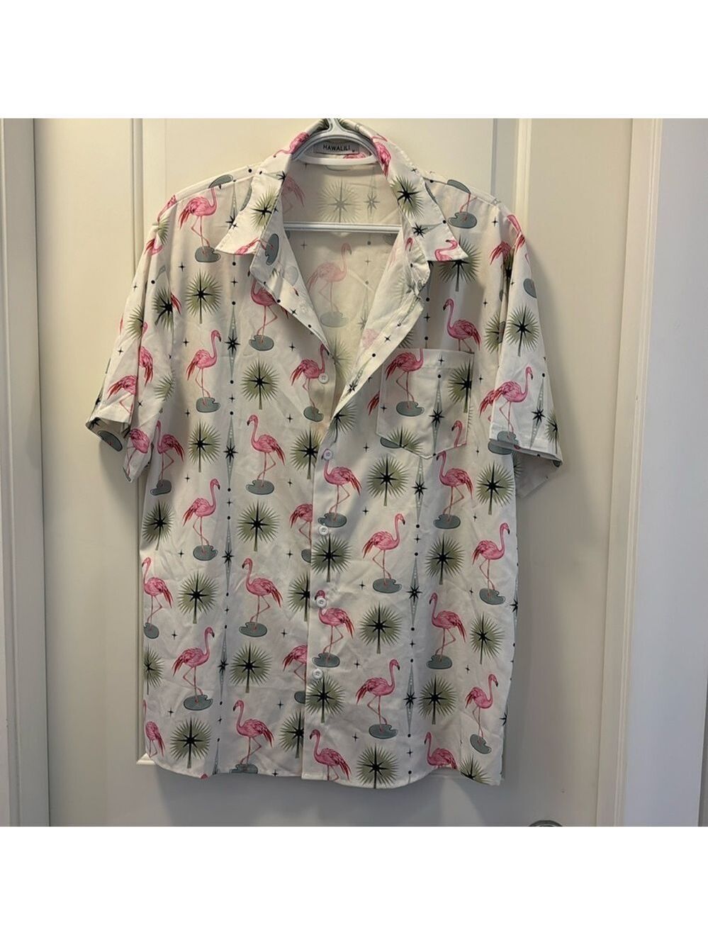 *4 for $25* Hawalili mens short sleeve pink flamingo Golf shirt